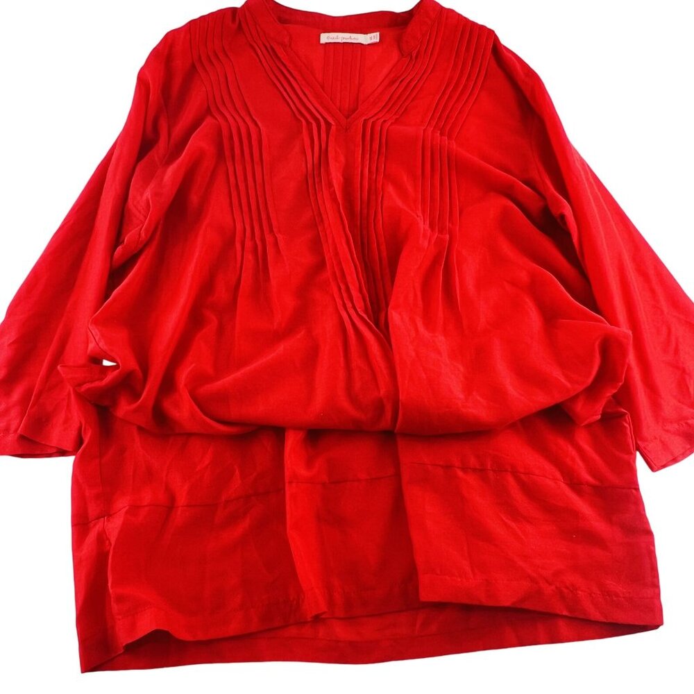 Fresh Produce‎ Womens M/L dress Long sleeves V Neck Red Lightweight